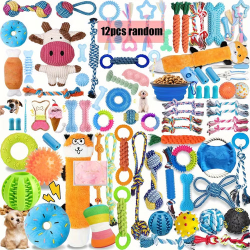 12pc Mystery Box: Toys for Puppies, Squeaky Balls, and Rope Toys